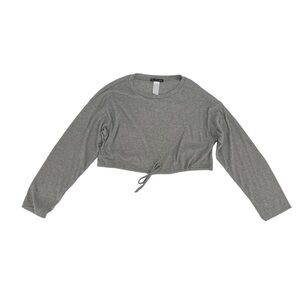 Rock Rose Couture Gray Long Sleeve Crop Waist Tie Shirt Size Medium Women’s